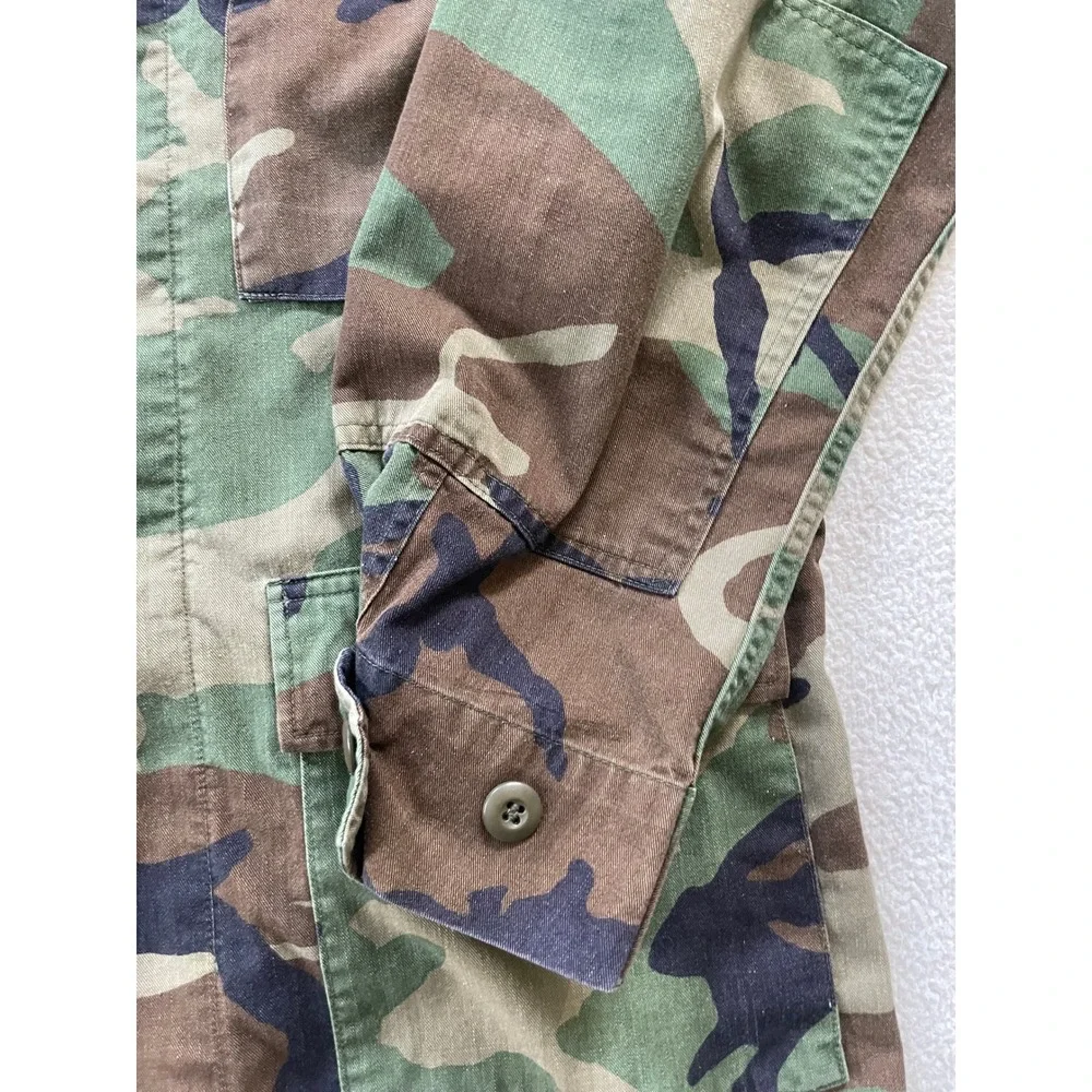 Military Mens Combat Coat Medium Regular Green Woodland Camouflage Field Jacket - Picture 6 of 16